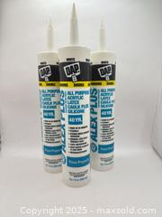 MaxSold Auction: 3 Pieces DAP Alex Plus All Purpose White Acrylic Latex Caulk Plus Silicone 40 Year  - Norfolk (Ontario, Canada) SELLER MANAGED Commercial Liquidation Online Auction - Robinson Street
