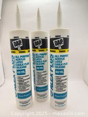 MaxSold Auction: 3 Pieces DAP Alex Plus All Purpose White Acrylic Latex Caulk Plus Silicone 40 Year - Norfolk (Ontario, Canada) SELLER MANAGED Commercial Liquidation Online Auction - Robinson Street
