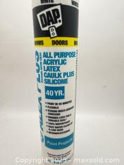 MaxSold Auction: 3 Pieces DAP Alex Plus All Purpose White Acrylic Latex Caulk Plus Silicone 40 Year - Norfolk (Ontario, Canada) SELLER MANAGED Commercial Liquidation Online Auction - Robinson Street