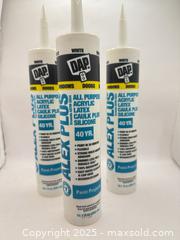 MaxSold Auction: 3 Pieces DAP Alex Plus All Purpose White Acrylic Latex Caulk Plus Silicone 40 Year - Norfolk (Ontario, Canada) SELLER MANAGED Commercial Liquidation Online Auction - Robinson Street