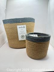 MaxSold Auction: Alkaso 2 Piece Set Jute Baskets 100% Natural Fiber - Norfolk (Ontario, Canada) SELLER MANAGED Commercial Liquidation Online Auction - Robinson Street