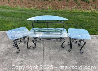 MaxSold Auction: Four Piece Matching Wrought Iron Glass Top Tables - East Cocalico Township (Pennsylvania, USA) SELLER MANAGED Downsizing Online Auction - Stevens Road