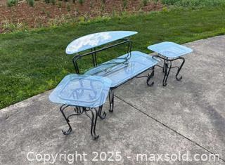 MaxSold Auction: Four Piece Matching Wrought Iron Glass Top Tables - East Cocalico Township (Pennsylvania, USA) SELLER MANAGED Downsizing Online Auction - Stevens Road