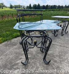 MaxSold Auction: Four Piece Matching Wrought Iron Glass Top Tables - East Cocalico Township (Pennsylvania, USA) SELLER MANAGED Downsizing Online Auction - Stevens Road