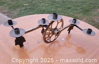 MaxSold Auction: Homemade Welded Bicycle Pedal Candelabra  - East Cocalico Township (Pennsylvania, USA) SELLER MANAGED Downsizing Online Auction - Stevens Road