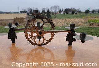 MaxSold Auction: Homemade Welded Bicycle Pedal Candelabra  - East Cocalico Township (Pennsylvania, USA) SELLER MANAGED Downsizing Online Auction - Stevens Road