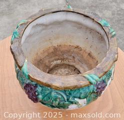 MaxSold Auction: Majolica Style Grapevine Ceramic Planter  - East Cocalico Township (Pennsylvania, USA) SELLER MANAGED Downsizing Online Auction - Stevens Road