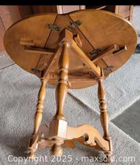 MaxSold Auction: Mid-Century Wooden Drop Leaf Folding Side/End Table  - East Cocalico Township (Pennsylvania, USA) SELLER MANAGED Downsizing Online Auction - Stevens Road