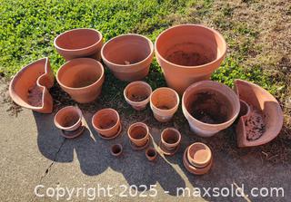 MaxSold Auction: Terra Cotta Pots &#38; Planters Lot All Shown - East Cocalico Township (Pennsylvania, USA) SELLER MANAGED Downsizing Online Auction - Stevens Road