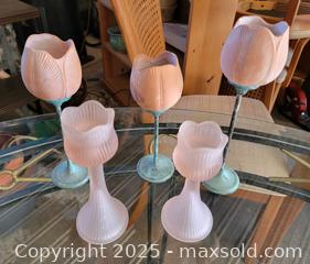 MaxSold Auction: Tuscany Italian Terra Cotta Tulip Votive Candle Holders &#38; 2 Glass Tulip Candle Holders - East Cocalico Township (Pennsylvania, USA) SELLER MANAGED Downsizing Online Auction - Stevens Road
