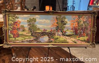 MaxSold Auction: "The Hunt" British Done Needlepoint - Framed Beautifully - Antique - Otonabee-South Monaghan (Ontario, Canada) SELLER MANAGED Downsizing Online Auction - Dougall Drive
