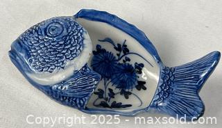 MaxSold Auction: Japanese Fish Shaped Blue &#38; White Dish or Chopstick Rest - Campbell (California, USA) PARTNER MANAGED Estate Sale Online Auction - Dell Avenue