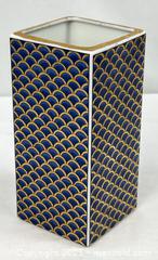 MaxSold Auction: Vintage Blue &#38; Gold Fish Scale Vase - Campbell (California, USA) PARTNER MANAGED Estate Sale Online Auction - Dell Avenue