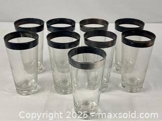 MaxSold Auction: Vintage MCM Dorothy Thorpe Style Silver Band Highball Glasses - Campbell (California, USA) PARTNER MANAGED Estate Sale Online Auction - Dell Avenue