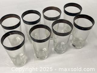 MaxSold Auction: Vintage MCM Dorothy Thorpe Style Silver Band Highball Glasses - Campbell (California, USA) PARTNER MANAGED Estate Sale Online Auction - Dell Avenue