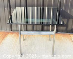 MaxSold Auction: 1960s Vintage Milo Baughman Style Metal and Glass Side Table - Hamilton (Ontario, Canada) SELLER MANAGED Estate Sale Online Auction - Gertrude Street