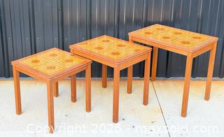 MaxSold Auction: 1970s Toften Denmark Teak and Sunburst Tile Nesting Table, Vintage Mid-Century Modern - Set of 3 - Hamilton (Ontario, Canada) SELLER MANAGED Estate Sale Online Auction - Gertrude Street
