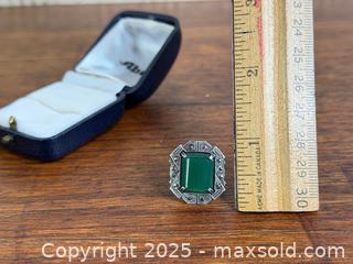 MaxSold Auction: Art Deco Sterling Ring Chrysoprase Marcasite - Hamilton (Ontario, Canada) SELLER MANAGED Estate Sale Online Auction - Gertrude Street