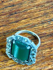 MaxSold Auction: Art Deco Sterling Ring Chrysoprase Marcasite - Hamilton (Ontario, Canada) SELLER MANAGED Estate Sale Online Auction - Gertrude Street