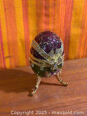 MaxSold Auction: Fancy Jewelled Enamelled Egg Trinket Box - Hamilton (Ontario, Canada) SELLER MANAGED Estate Sale Online Auction - Gertrude Street