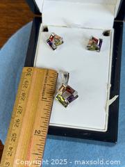 MaxSold Auction: Sterling Silver + Multi-Coloured Gem Stone Earrings + Pendant - Hamilton (Ontario, Canada) SELLER MANAGED Estate Sale Online Auction - Gertrude Street