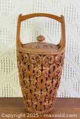 MaxSold Auction: Vintage Mid Century Teak Ice Bucket With Carving Throughout - Hamilton (Ontario, Canada) SELLER MANAGED Estate Sale Online Auction - Gertrude Street