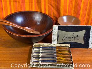 MaxSold Auction: Vtg Wood Salad Bowls and Steak Cutting Utensils Sets - Hamilton (Ontario, Canada) SELLER MANAGED Estate Sale Online Auction - Gertrude Street