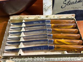 MaxSold Auction: Vtg Wood Salad Bowls and Steak Cutting Utensils Sets - Hamilton (Ontario, Canada) SELLER MANAGED Estate Sale Online Auction - Gertrude Street
