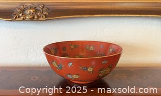 MaxSold Auction: Chinese/Japanese Porcelain Bowl Vibrant Coral-Red With Enameled Floral Decorations.  - San Francisco (California, USA) SELLER MANAGED Estate Sale Online Auction - Kenwood Way