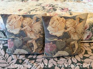 MaxSold Auction: Cicely Mary BARKER ROSE Flower FAIRY Belgium Belgian Jacquard Woven Hand Finished 14", 34cm Tapestry Pillow Cushion Cover  - San Francisco (California, USA) SELLER MANAGED Estate Sale Online Auction - Kenwood Way