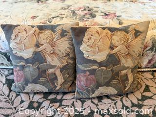 MaxSold Auction: Cicely Mary BARKER ROSE Flower FAIRY Belgium Belgian Jacquard Woven Hand Finished 14", 34cm Tapestry Pillow Cushion Cover  - San Francisco (California, USA) SELLER MANAGED Estate Sale Online Auction - Kenwood Way