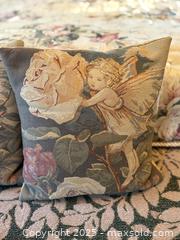 MaxSold Auction: Cicely Mary BARKER ROSE Flower FAIRY Belgium Belgian Jacquard Woven Hand Finished 14", 34cm Tapestry Pillow Cushion Cover  - San Francisco (California, USA) SELLER MANAGED Estate Sale Online Auction - Kenwood Way