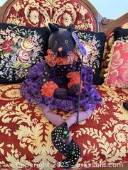 MaxSold Auction: Karen Didion Halloween Glitzy Witch Hocus Pocus 31” Shelf Sitter and Cat  - San Francisco (California, USA) SELLER MANAGED Estate Sale Online Auction - Kenwood Way