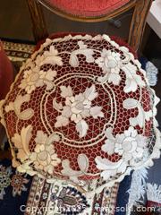MaxSold Auction: Large Round French Lace Table Topper Runner  - San Francisco (California, USA) SELLER MANAGED Estate Sale Online Auction - Kenwood Way