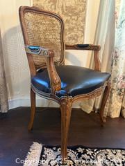 MaxSold Auction: Mid 20th Century Louis XV Style Fauteuil Black Leather Seat and Rising on Cabriole Legs - San Francisco (California, USA) SELLER MANAGED Estate Sale Online Auction - Kenwood Way