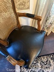 MaxSold Auction: Mid 20th Century Louis XV Style Fauteuil Black Leather Seat and Rising on Cabriole Legs - San Francisco (California, USA) SELLER MANAGED Estate Sale Online Auction - Kenwood Way