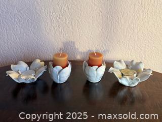 MaxSold Auction: Set of Two Murano Glass Rose-Shaped Candle Holders - San Francisco (California, USA) SELLER MANAGED Estate Sale Online Auction - Kenwood Way