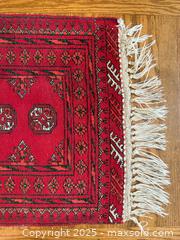 MaxSold Auction: Small Pakistani Bokhara Turkoman Rug, Red, Handmade Wool Vintage Accent Rug - San Francisco (California, USA) SELLER MANAGED Estate Sale Online Auction - Kenwood Way
