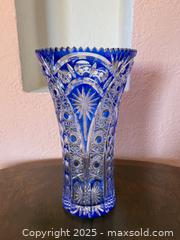 MaxSold Auction: Vintage Blue Hand Cut Lead Crystal Vase by Caesar Crystal Bohemiae Co. Czech Republic - San Francisco (California, USA) SELLER MANAGED Estate Sale Online Auction - Kenwood Way