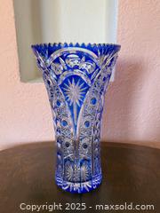 MaxSold Auction: Vintage Blue Hand Cut Lead Crystal Vase by Caesar Crystal Bohemiae Co. Czech Republic - San Francisco (California, USA) SELLER MANAGED Estate Sale Online Auction - Kenwood Way