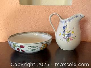 MaxSold Auction: Vintage Dansk China Umbrian Fruit Pattern Bowl & Nikko Tableware Floral Peony Water Pitcher - San Francisco (California, USA) SELLER MANAGED Estate Sale Online Auction - Kenwood Way