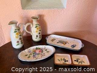 MaxSold Auction: Vintage Floral Oil &#38; Vinegar Jugs &#38; Hand Painted Ceramic Serving Trays - San Francisco (California, USA) SELLER MANAGED Estate Sale Online Auction - Kenwood Way