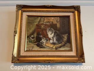 MaxSold Auction: Vintage Framed Art: A Cat and Her Kittens at Play by Henriette Ronner Knip - San Francisco (California, USA) SELLER MANAGED Estate Sale Online Auction - Kenwood Way