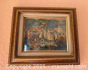 MaxSold Auction: Vintage Framed Art: Peasants at Kenscoff, Loïs Mailou Jones, 1955 - San Francisco (California, USA) SELLER MANAGED Estate Sale Online Auction - Kenwood Way