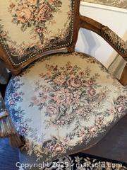 MaxSold Auction: Vintage French Louis XV Style Needlepoint Arm Chair with Pink Tapestry Upholstery Elegant Accent Chair - San Francisco (California, USA) SELLER MANAGED Estate Sale Online Auction - Kenwood Way