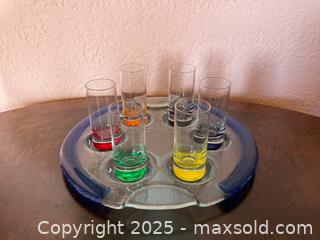 MaxSold Auction: Vintage Italian IVAT Art Glass Shot Glass Set with Fused Tray - San Francisco (California, USA) SELLER MANAGED Estate Sale Online Auction - Kenwood Way