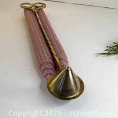 MaxSold Auction: brass snuffer with dusty rose beeswax candles - Toronto (Ontario, Canada) SELLER MANAGED Reseller Online Auction - Greengrove Crescent