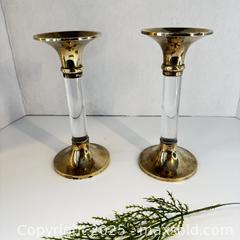 MaxSold Auction: Pair vintage lucite, brass candle holders - Toronto (Ontario, Canada) SELLER MANAGED Reseller Online Auction - Greengrove Crescent