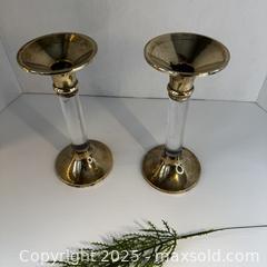 MaxSold Auction: Pair vintage lucite, brass candle holders - Toronto (Ontario, Canada) SELLER MANAGED Reseller Online Auction - Greengrove Crescent