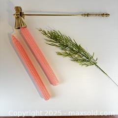MaxSold Auction: Vintage Brass angel candle snuffer with pair of pink beeswax candles - Toronto (Ontario, Canada) SELLER MANAGED Reseller Online Auction - Greengrove Crescent